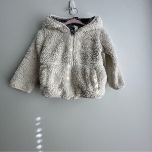 Roots Kids Reversible Gray and White Zip Up Hooded Jacket 6-12M